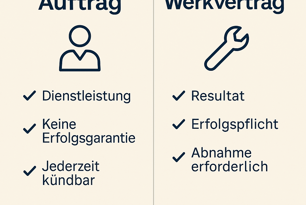 Auftrag vs. Werkvertrag: Einfach erklärt für deine Prüfung